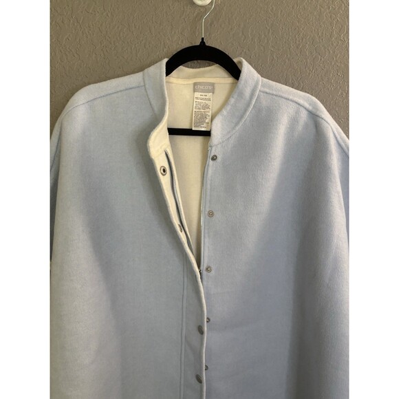 Chico's Women's Square Jacket S/M Oversized Zip & Snaps Casual Minimalists Blue - Picture 4 of 6